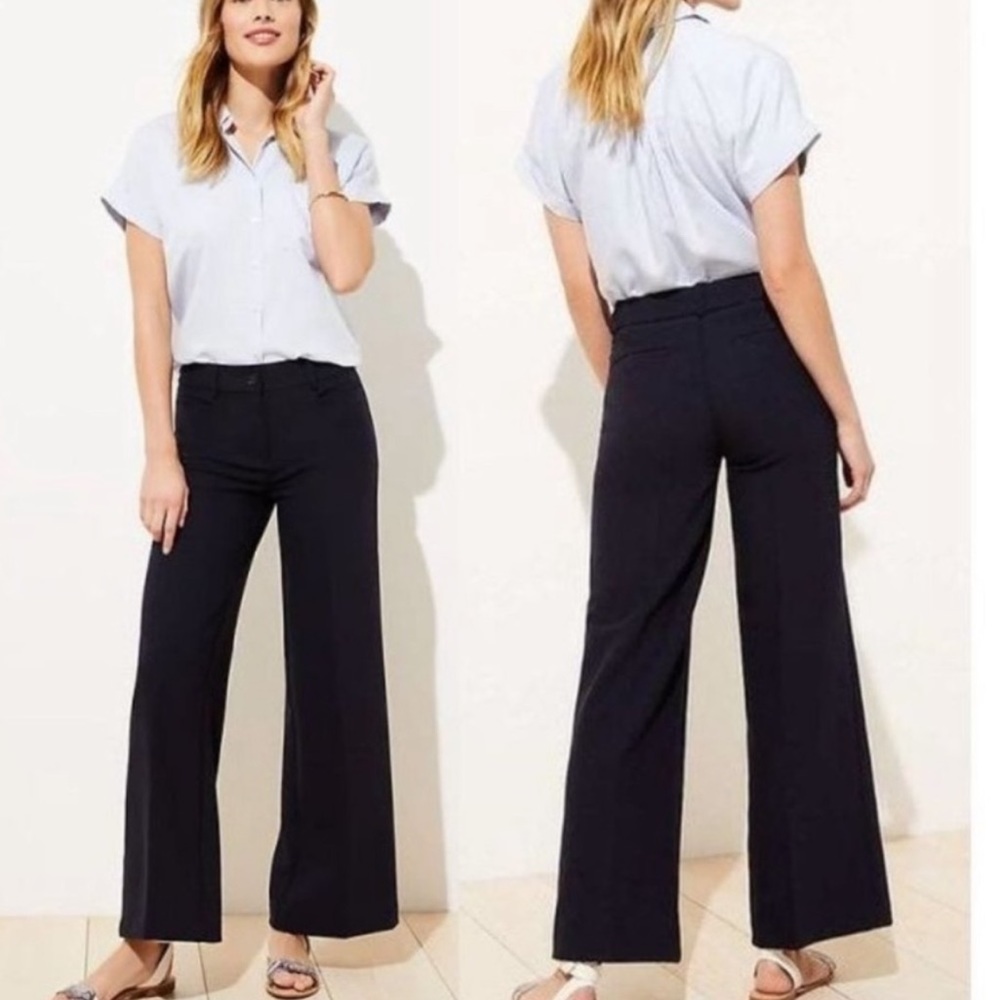 High waisted stretch Loft black trousers